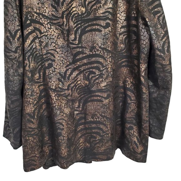 Chico's XL Size 3 Jacket Blazer Linen Blend Safari Exotic Animal Print Pockets - Picture 7 of 10